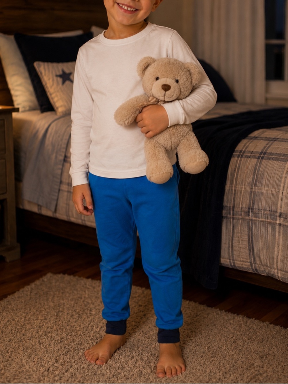 Kirkland Signature Blue Cotton Pajama Pants Kids Size 4T Cozy Sleepwear